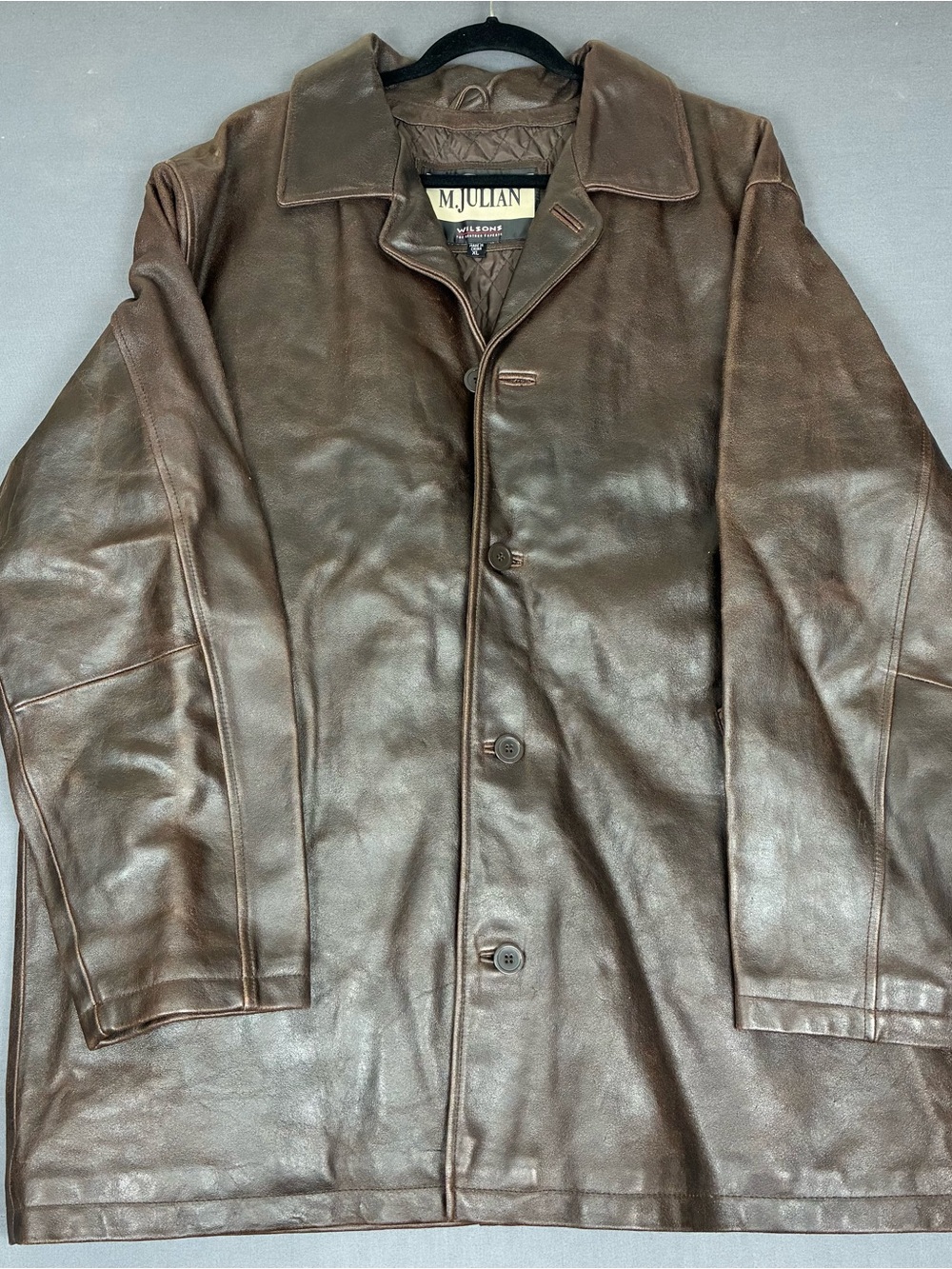 Vintage M.Julian Wilson’s Leather Brown Car Coat/Jacket Men’s Size XL